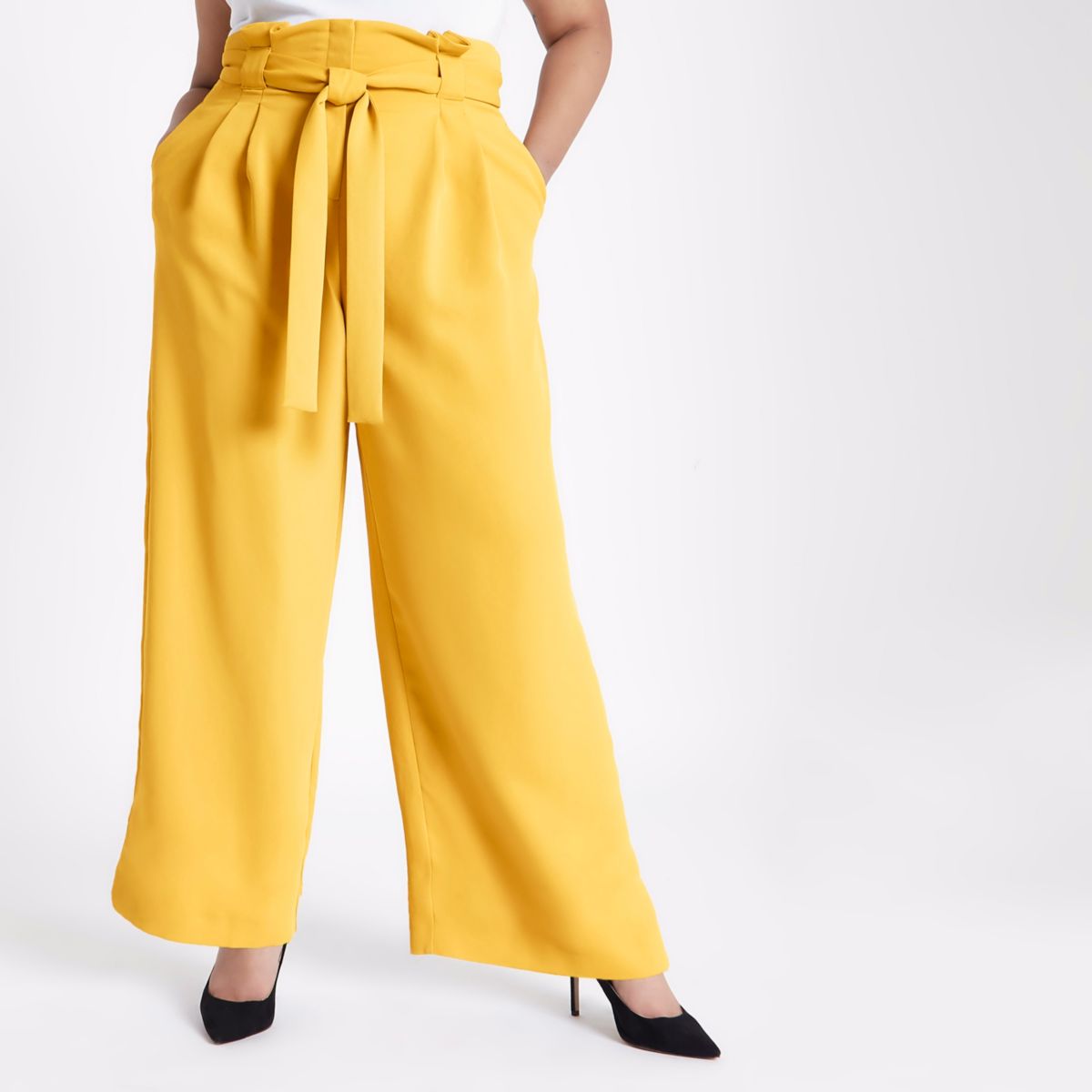 River Island Womens Plus Yellow tapered leg trousers | £45.00 | Bluewater