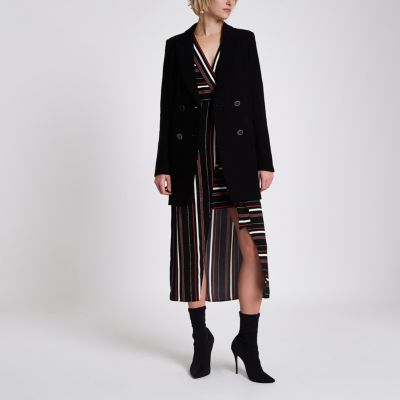 Black double breasted ripple blazer