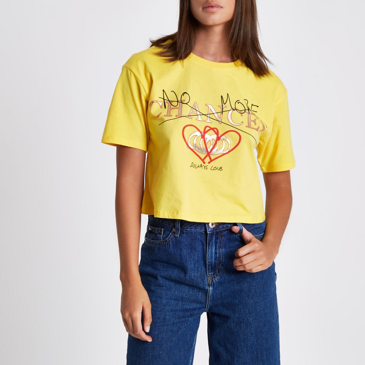 Yellow ‘no more chances’ cropped T-shirt - Tops - Sale - women
