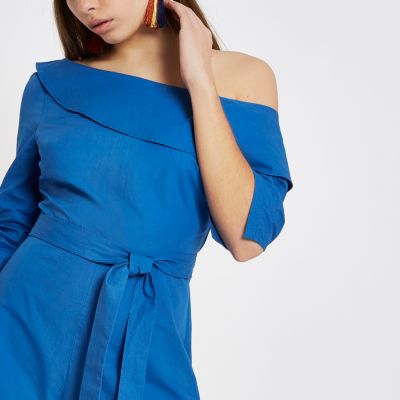 river island blue playsuit
