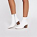 White leather block heel ankle boots