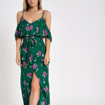 river island green maxi dress