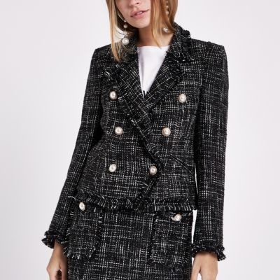 river island black boucle jacket