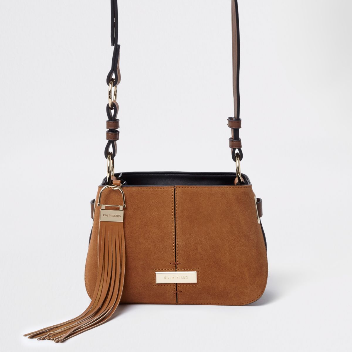 Tan suede tassel leather cross body bag - Cross Body Bags - Bags & Purses - women