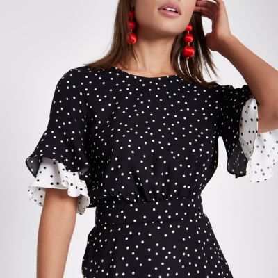 river island polka dot playsuit