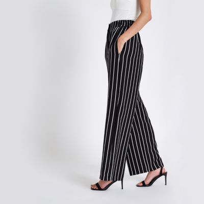 Black stripe wide leg trousers