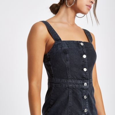 black fitted denim dress