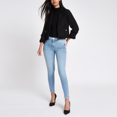 ​Blue Molly pearl embellished jeggings