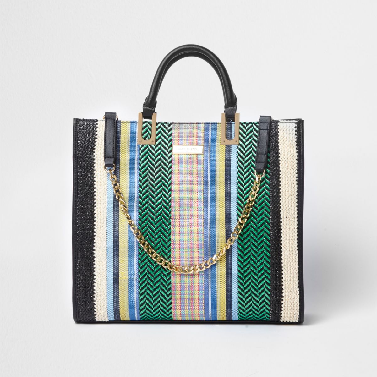 Green multicolour woven straw shopper bag - Shopper & Tote Bags - Bags & Purses - women