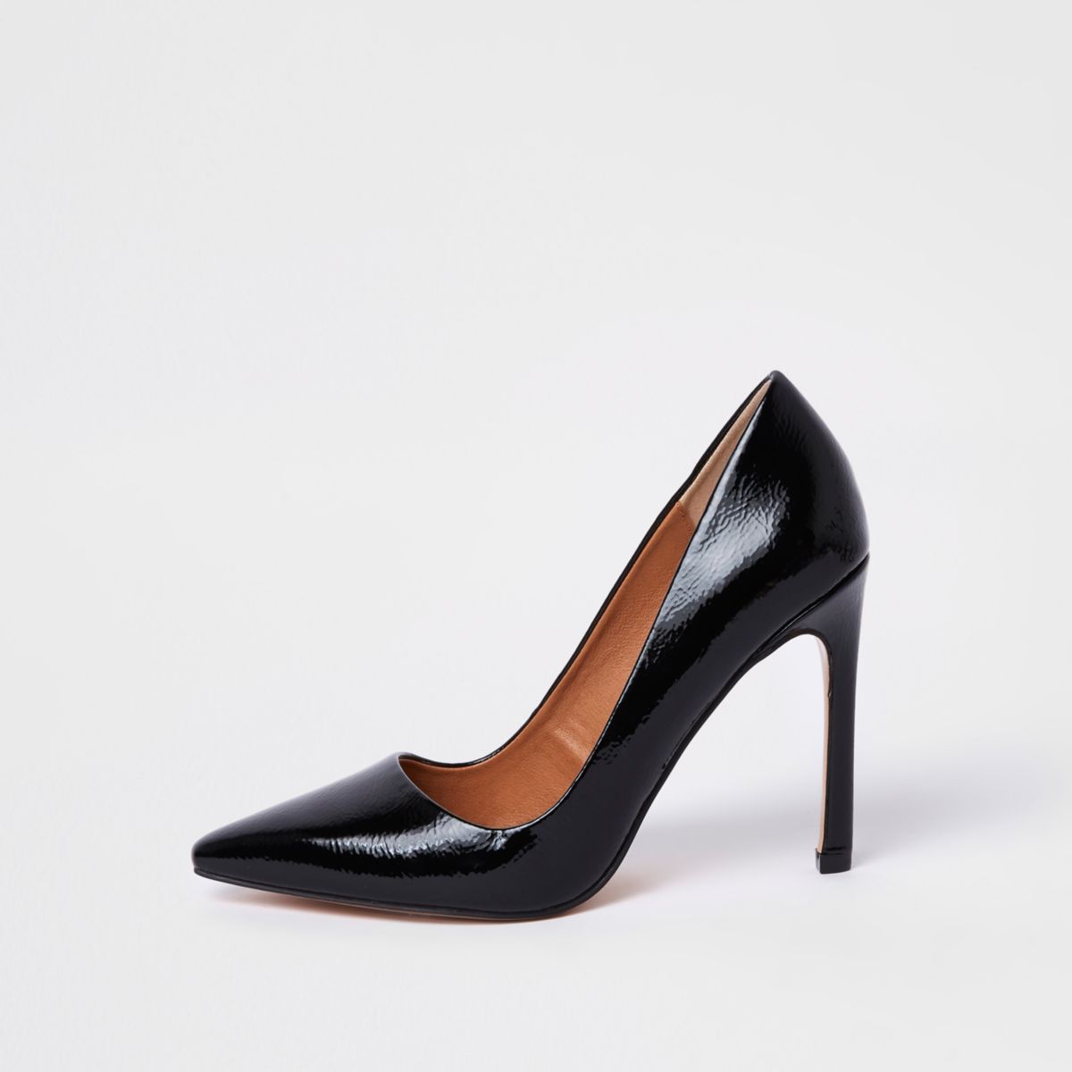 Black patent court shoes