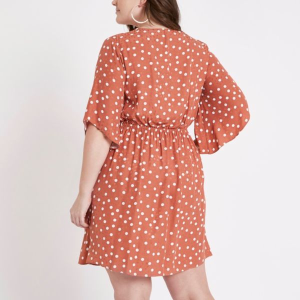 river island polka dot dress brown