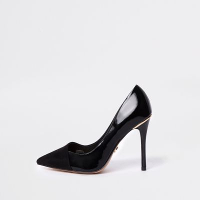 Black wide fit wrap around court shoes