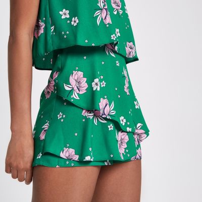 river island green playsuit