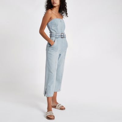 bandeau denim jumpsuit