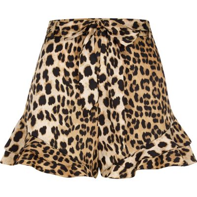 river island leopard print shorts