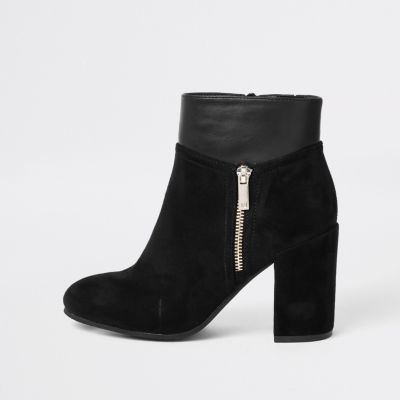 Black block heel boot