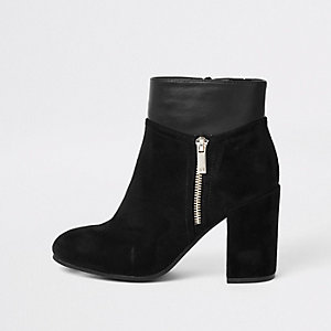Black block heel boot