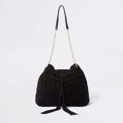 river island black chain slouch bag