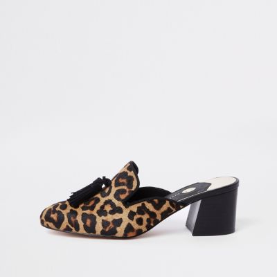 leopard print backless mules