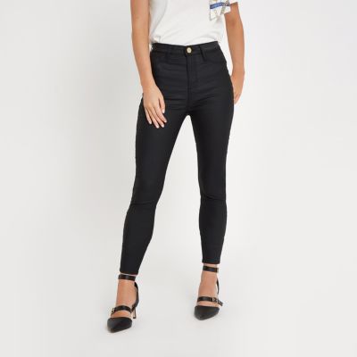 Petite black Harper super skinny coated jeans - Skinny Jeans - Jeans ...