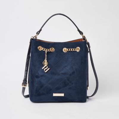 river island navy handbags