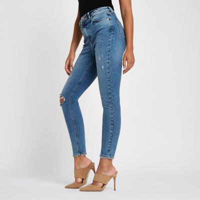 Mid blue Original Skinny ripped jeans