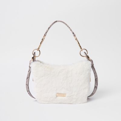 cream fur bag