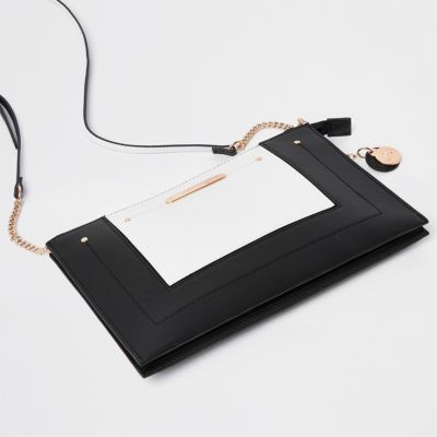 Black and white cross body pouch bag