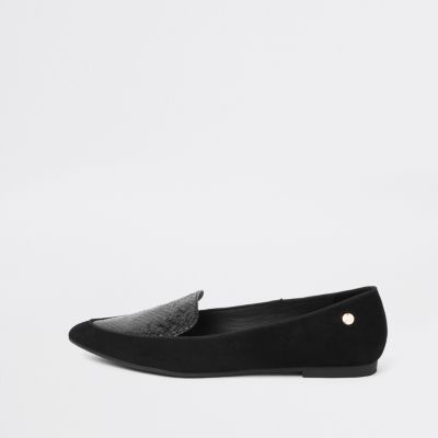 river island black flat shoes