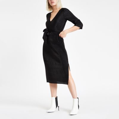 river island plisse midi dress