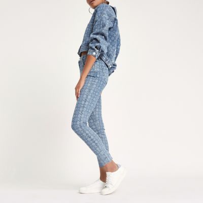Blue Amelie RI monogram super skinny jeans