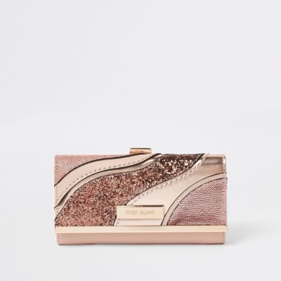 river island rose gold purse