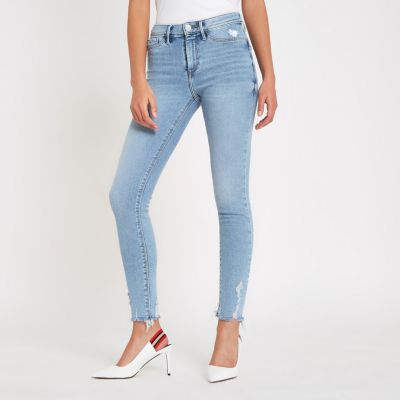 bright blue molly mid rise jeggings