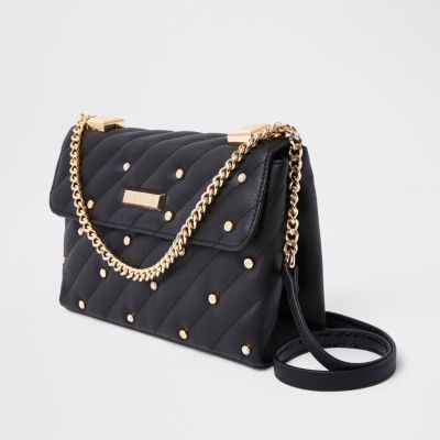 Black pearl quilted cross body bag
