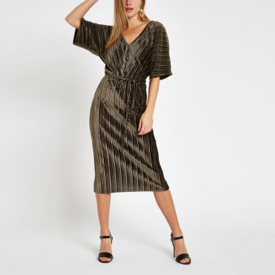 river island plisse midi dress