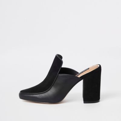 black mule heels wide fit