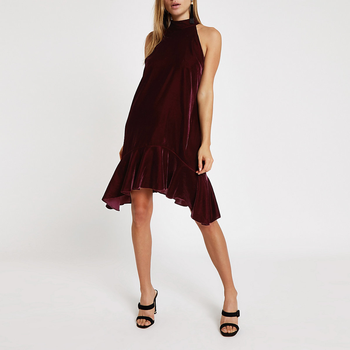 Red Halter Casual Dress