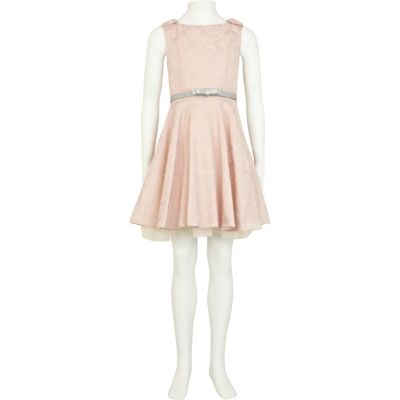 Girls pink floral prom dress