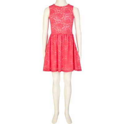 Girls pink lace skater dress