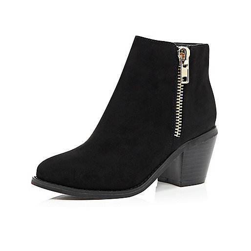 Girls black zip trim ankle boots - footwear - sale - girls