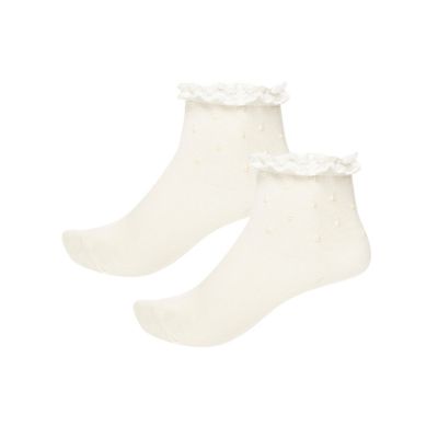 Girls cream pearl studded frill socks - tights / socks - girls