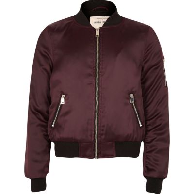 Girls burgundy satin bomber jacket - Coats & Jackets - Sale - girls