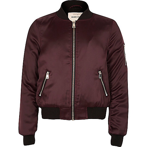 Girls burgundy satin bomber jacket - Coats & Jackets - Sale - girls