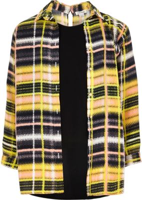 Girls yellow check layered shirt shirts tops girls