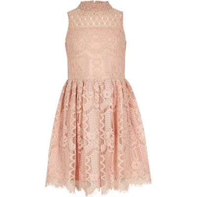 Girls pink diamante lace prom dress - party dresses - dresses - girls