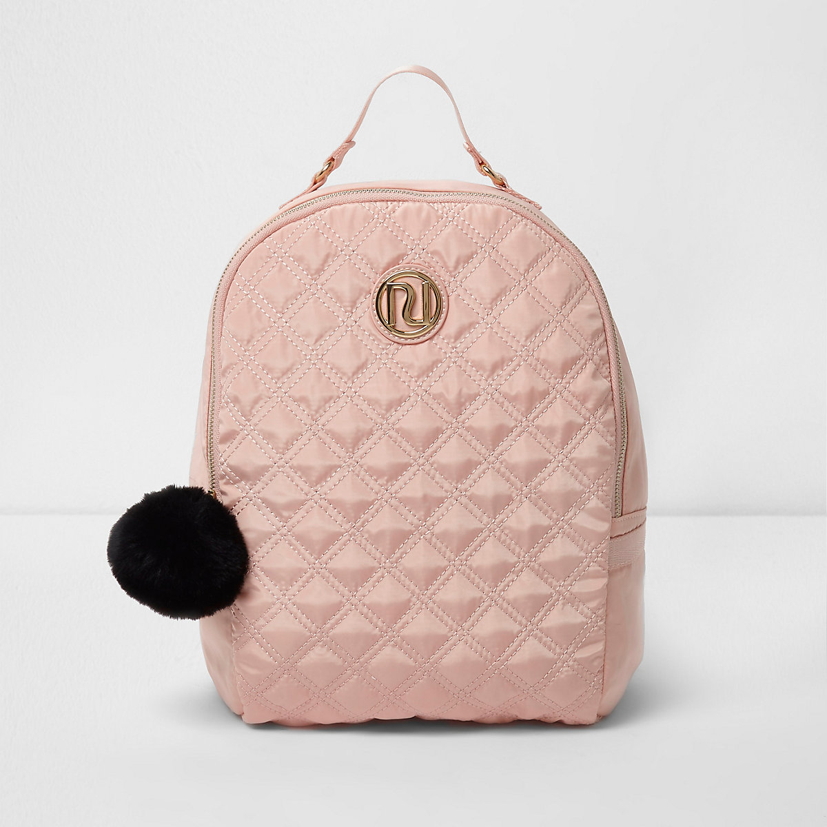 Girls pink RI quilted backpack with pom pom - RI Limited Edition - Sale ...