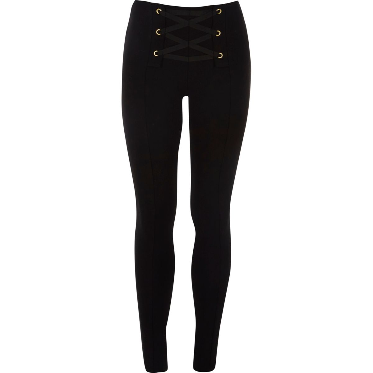 Download Girls black lace-up front leggings - Trousers - Sale - girls