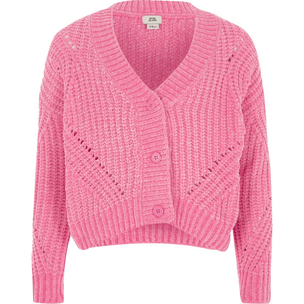 Girls pink chenille knit cropped cardigan Tops Sale Girls pink chenille knit cropped cardigan Tops Sale