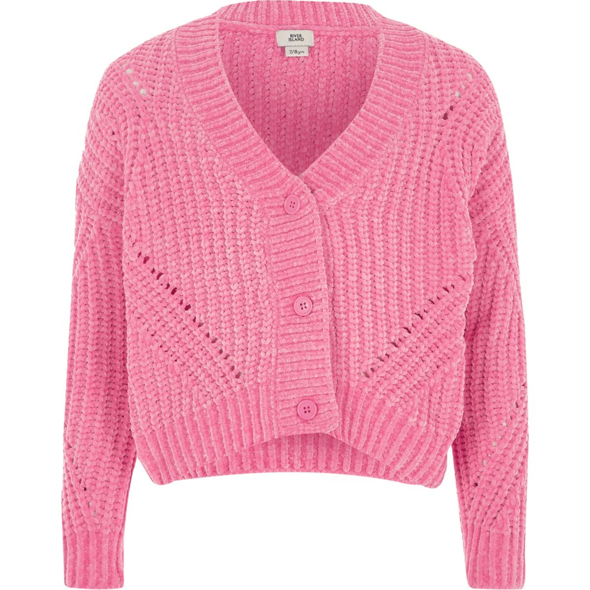 Girls pink  chenille knit cropped cardigan  Tops Sale 