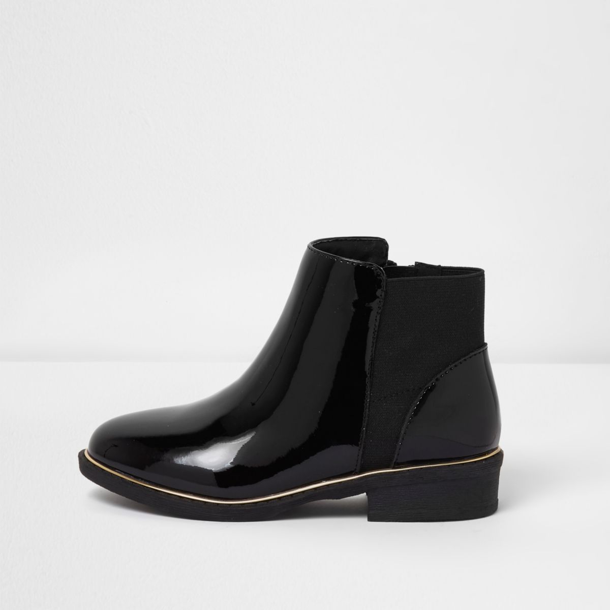 girl black patent boots